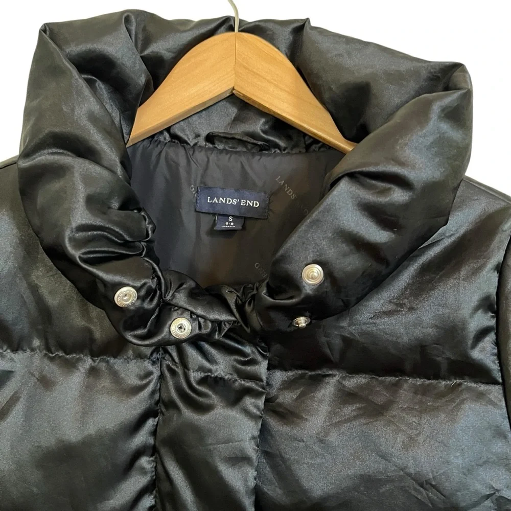 Lands' End Women's Size S Black Goose Down Jacket Coat Puffer Long Winter. - Picture 6 of 9